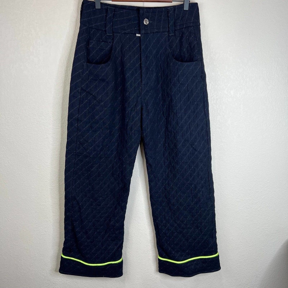 Opening Ceremony Men Wide Leg Baggy‎ Jeans 34 High-Rise Insulated Navy Quilted